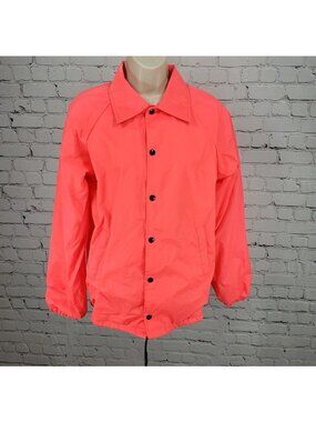 Hartwell Neon Pink Snap Lightweight Windbreaker Jacket USA Made Size Medium M